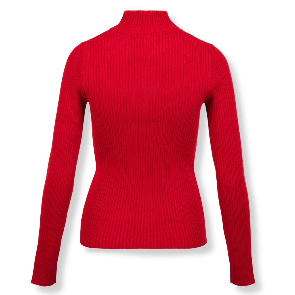 Courrèges Vertical Ribbed Knit Top With High Neckline