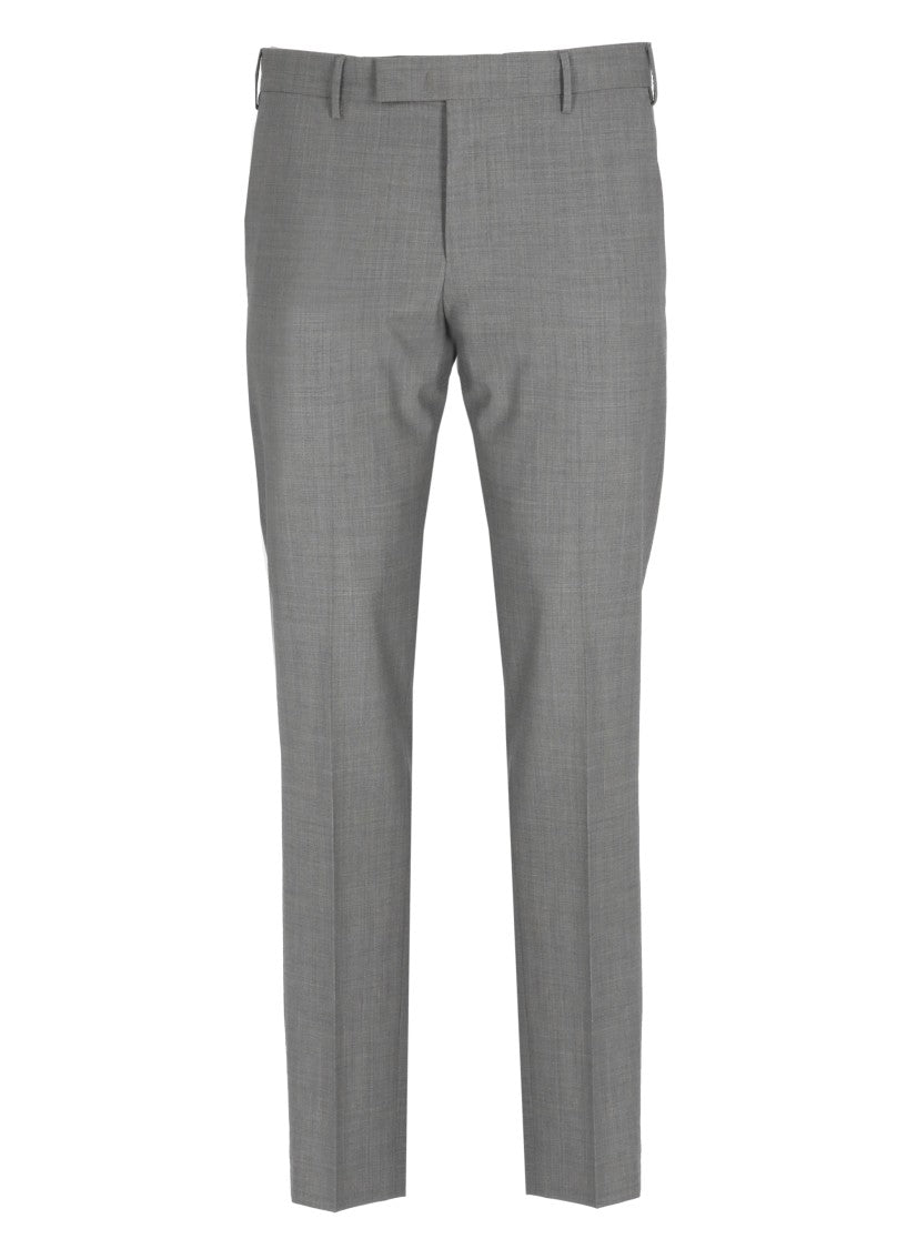 Pt Torino Grey Wool Straight-Leg Pants