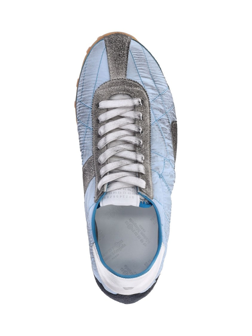 Maison Margiela Quilted Light Blue Sneakers With Suede Overlays
