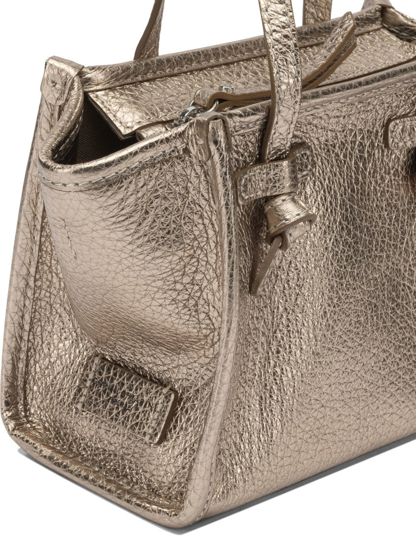 Gianni Chiarini Structured Textured Leather Shoulder Bag With Metallic Finish