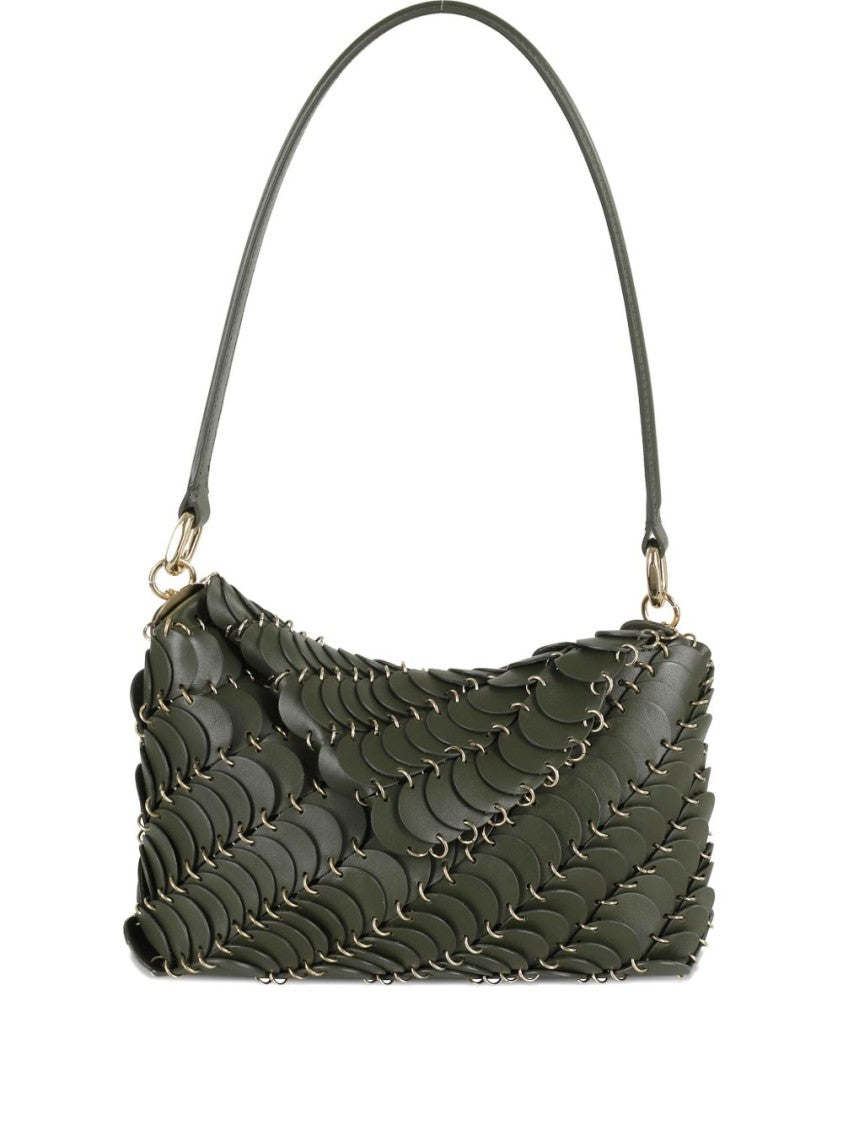 Rabanne Layered Leather Shoulder Bag In Khaki