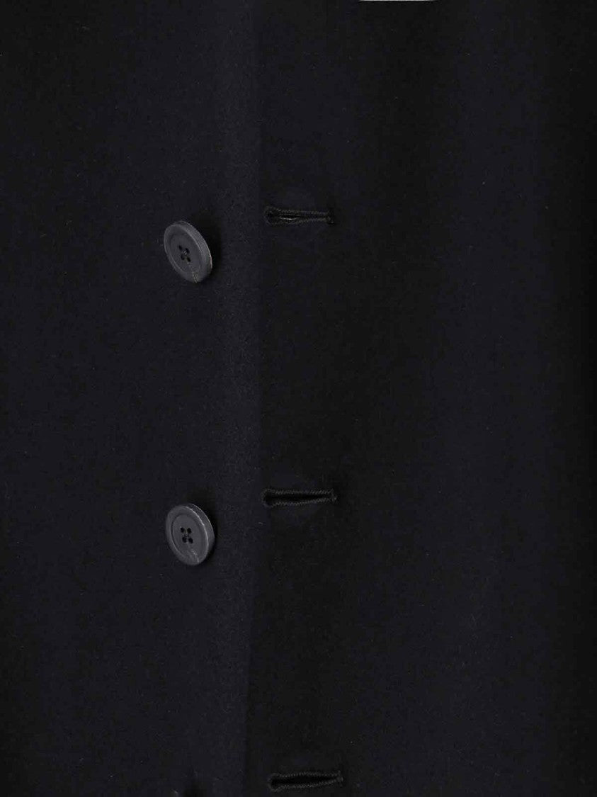 Rick Owens Minimalist Black Jacket With High Stand Collar And Boxy Silhouette