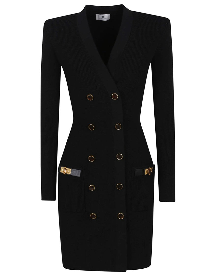 Elisabetta Franchi Double-Breasted Mini Dress With Gold-Tone Accents