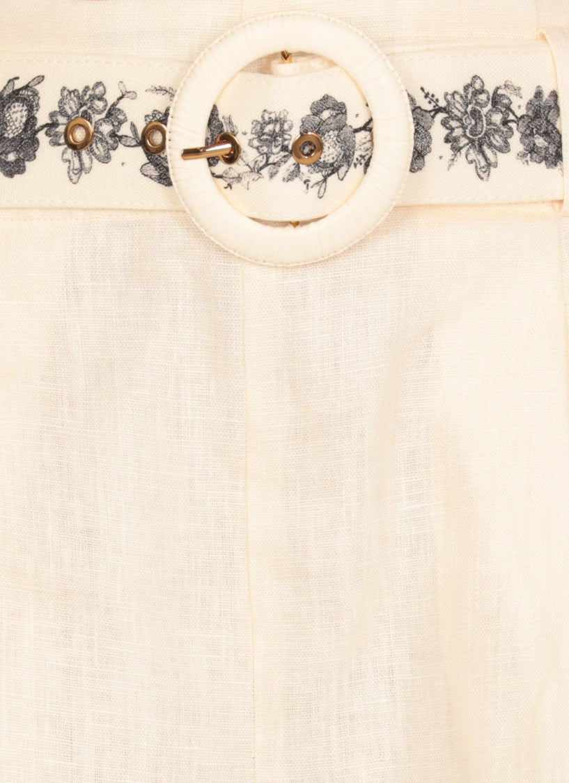 Zimmermann Ivory Linen Shorts