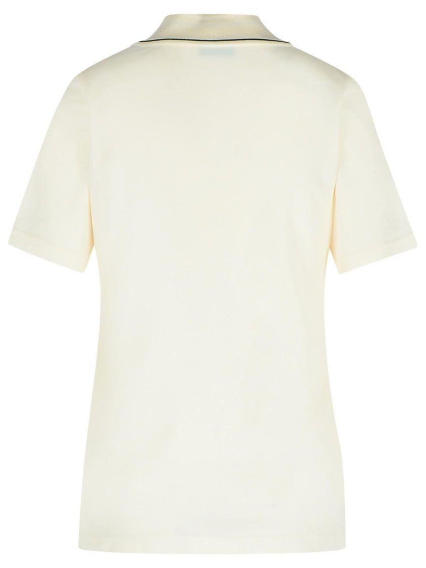Moncler Ivory Cotton Polo Shirt