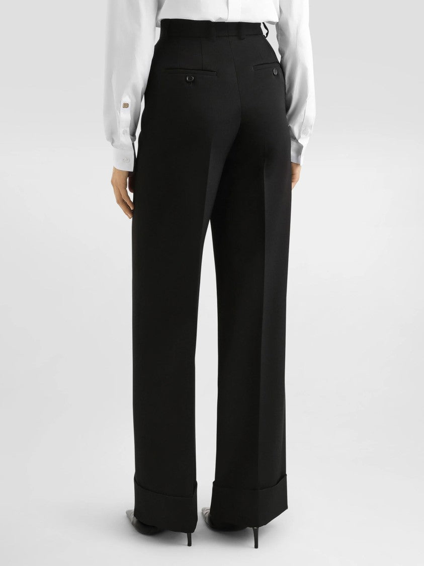 Dolce & Gabbana Wide-Leg High Waist Tailored Wool Trousers