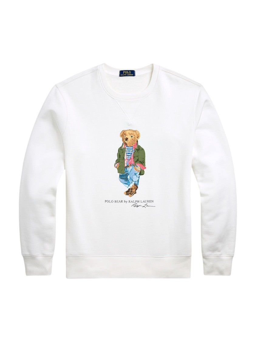 Polo Ralph Lauren White Sweatshirt With Whimsical Bear Logo Print