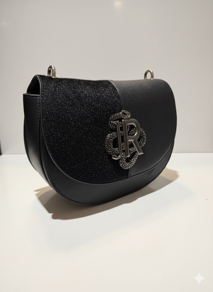 Richmond Half-And-Half Design Shoulder Bag With Metallic Emblem
