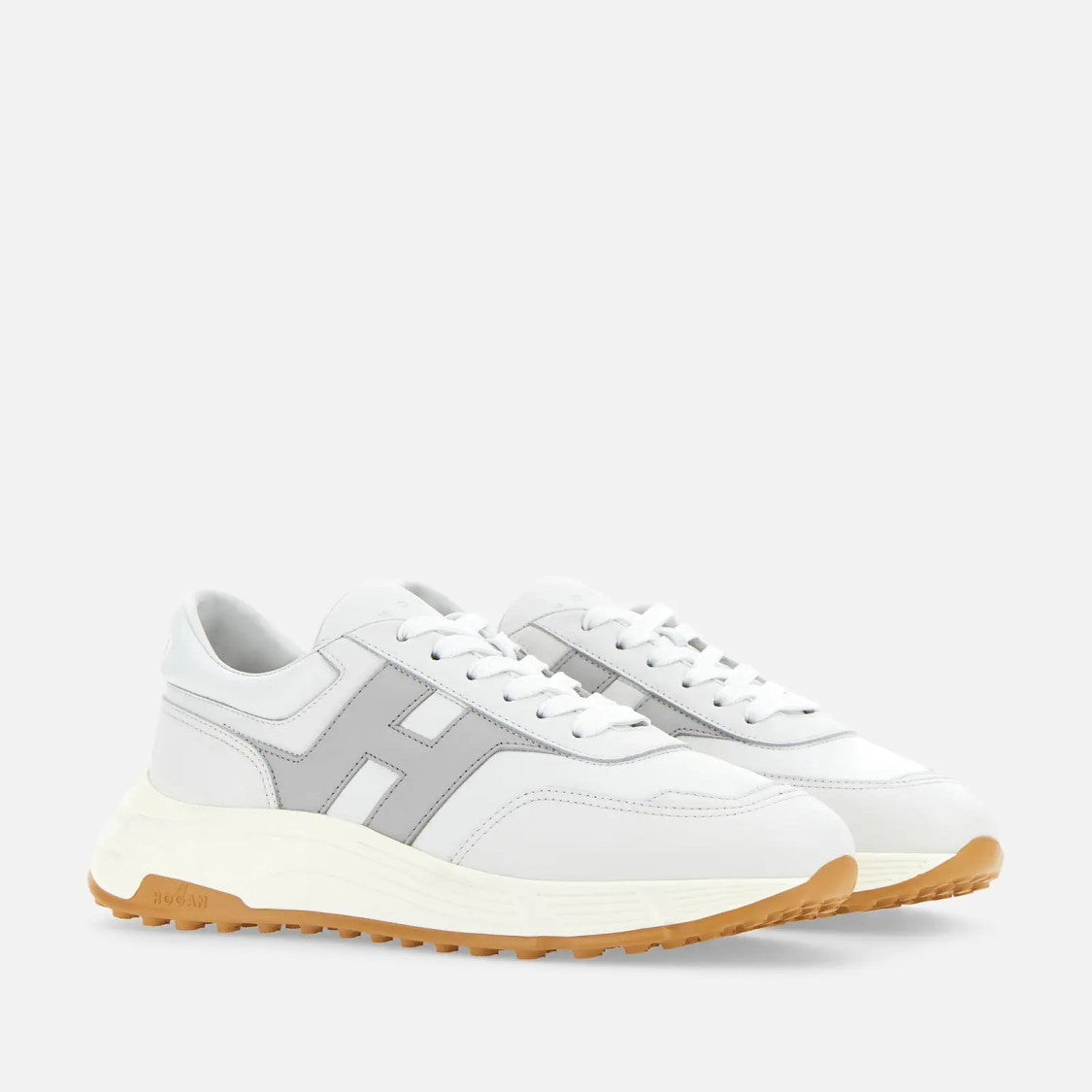 Hogan Hyperlight Allacciato H Sneakers In White Grey