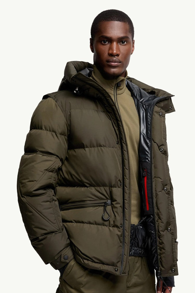 Moncler Dark Green Polyamide Hooded Puffer Jacket