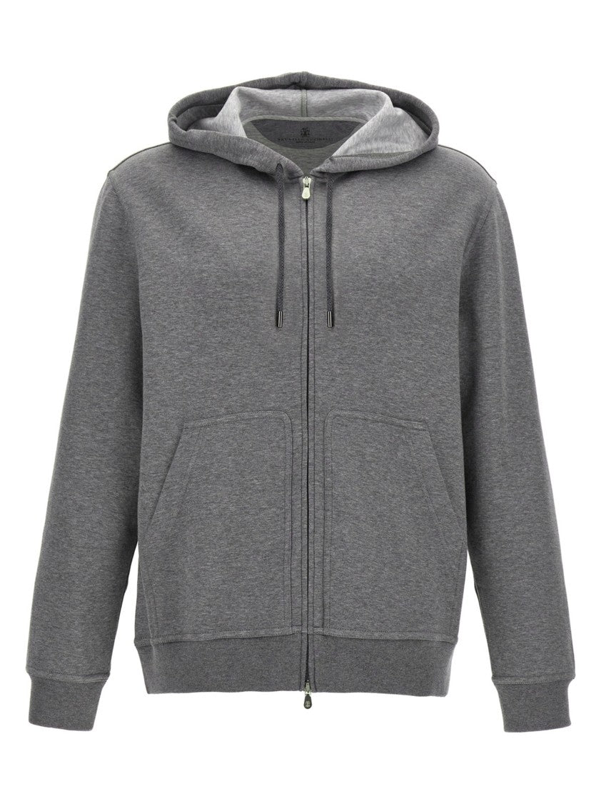 Brunello Cucinelli Zip Closure Cotton Blend Hoodie