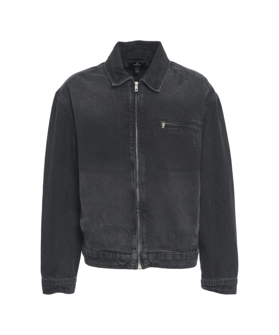 Represent Boxy Fit Denim Jacket With Distressed Finish