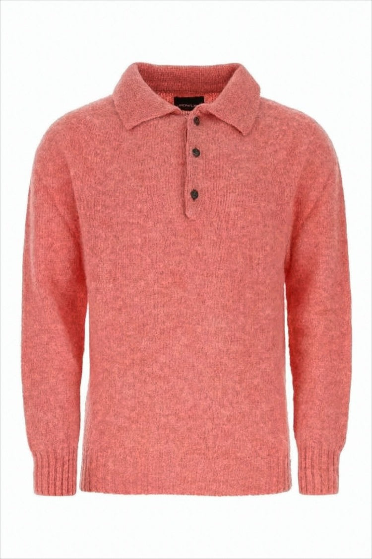 Howlin Textured Wool Sweater With Classic Polo Collar