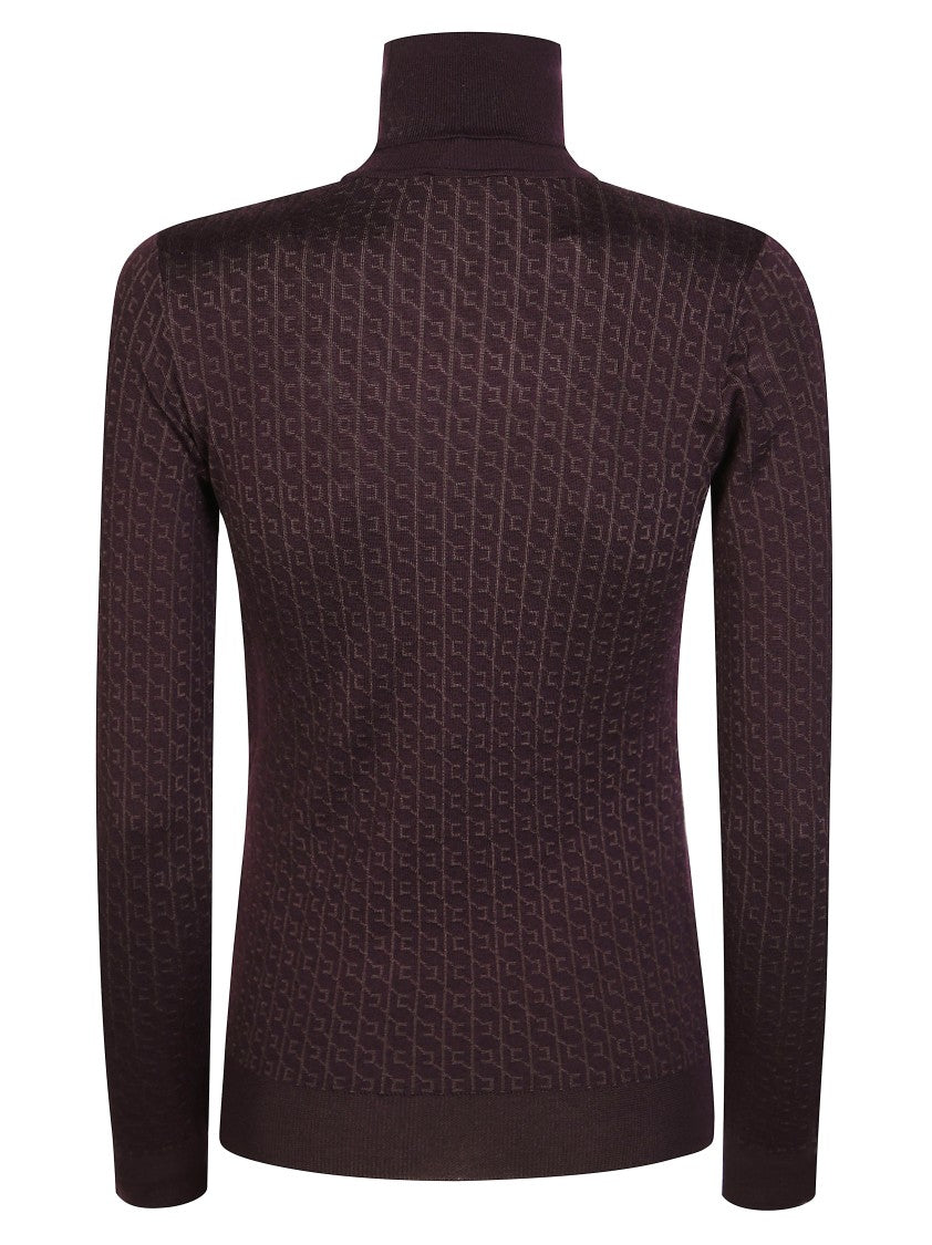 Elisabetta Franchi Fitted Turtleneck Sweater With Textured Pattern