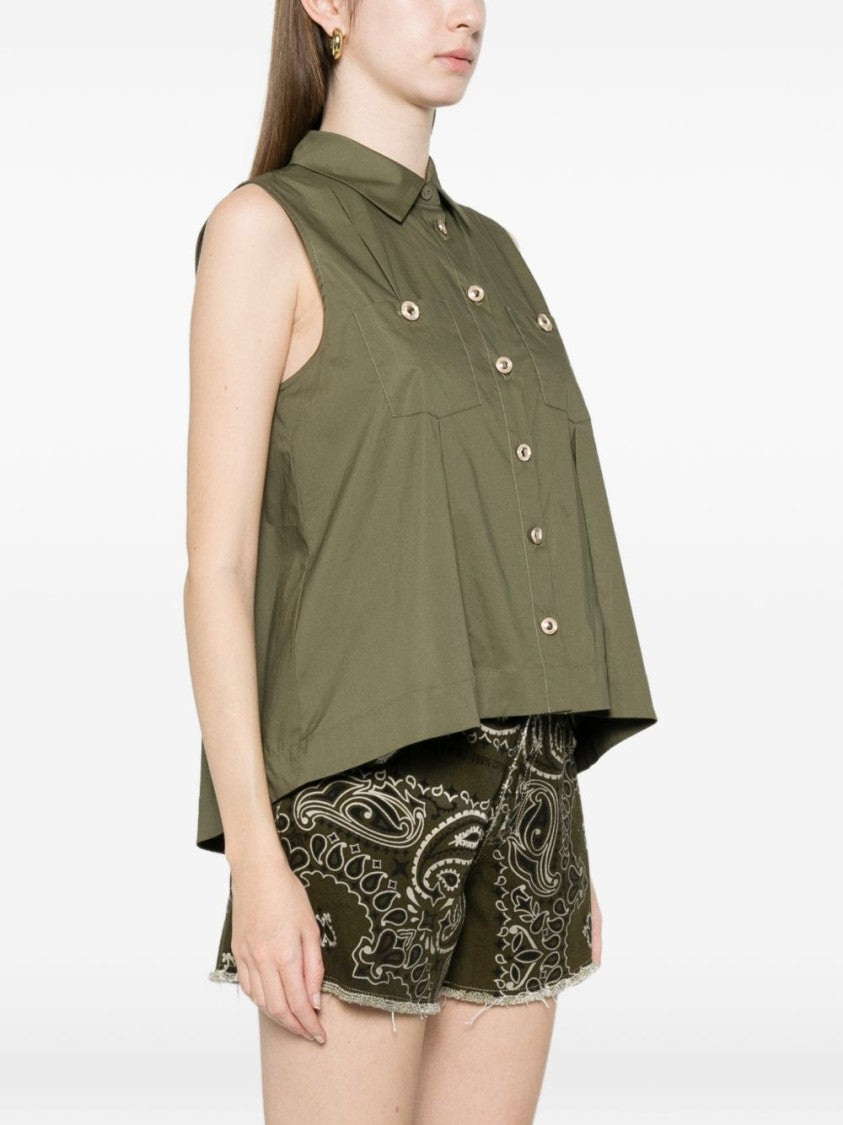 Twin-Set Green Buttoned Flap Pocket Shirt
