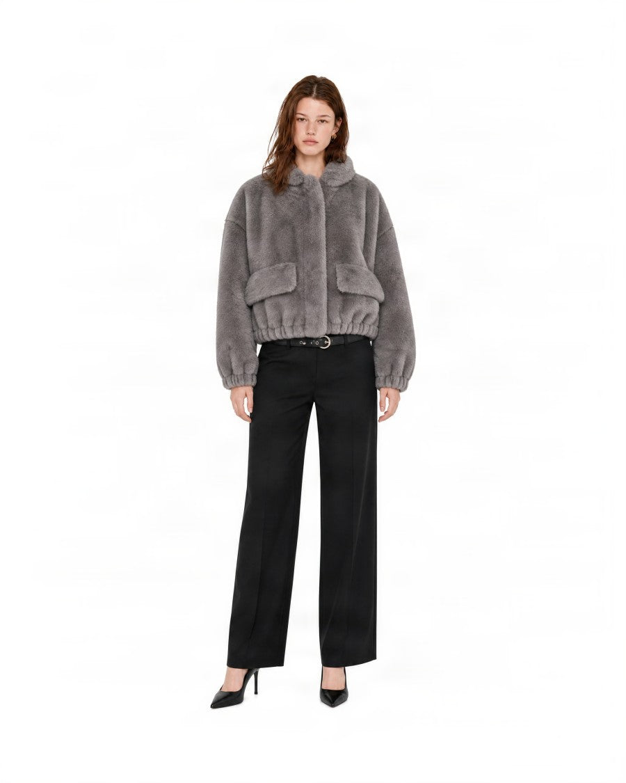Liu Jo Plush Faux Fur Snap-Button Jacket