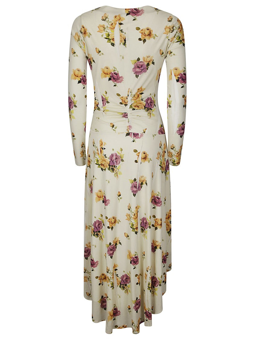 Acne Studios Floral-Print Long Sleeve Midi Dress