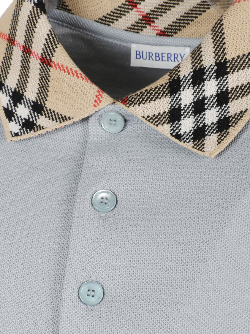 Burberry Polo Shirt With Distinctive Check-Patterned Collar