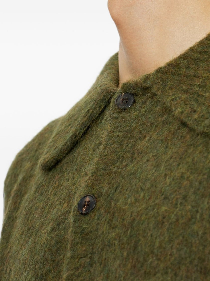Dries Van Noten Textured Button-Up Sweater With Classic Collar