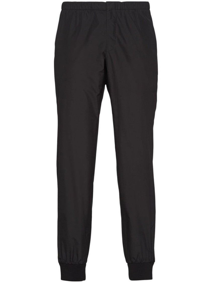 Prada Triangle-Logo Silk Track Pants
