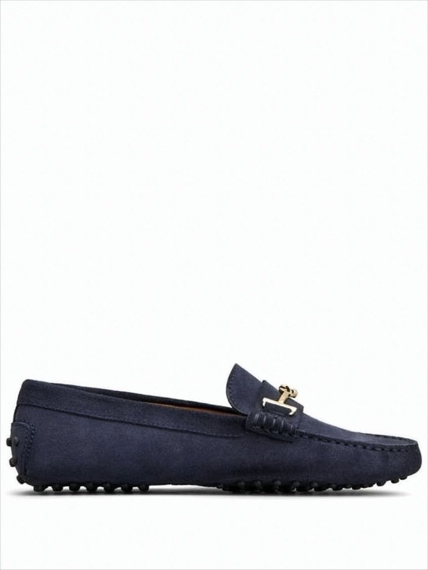 Tod's Blue Suede Loafers With Signature Bit Detail