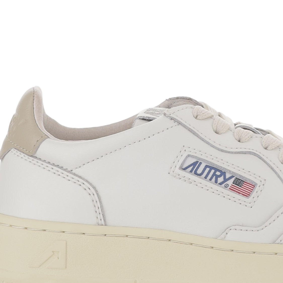 Autry Beige Leather Sneakers With Front Lacing And Logo Detail