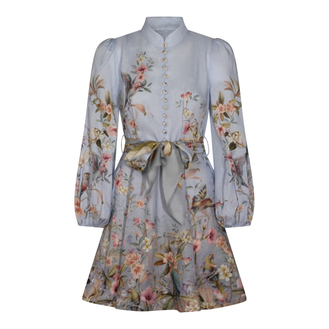 Zimmermann Floral-Print Mini Dress With High Neckline