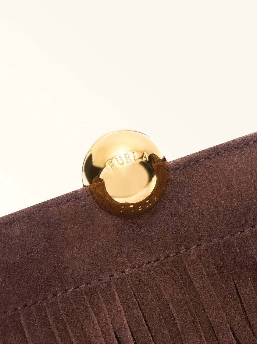 Furla Medium Chocolate Brown Suede Handbag