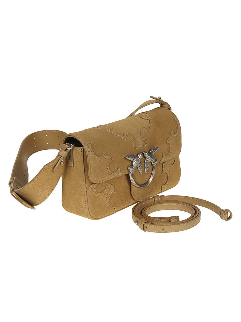 Pinko Love One Slouchy Mini Suede Handbag