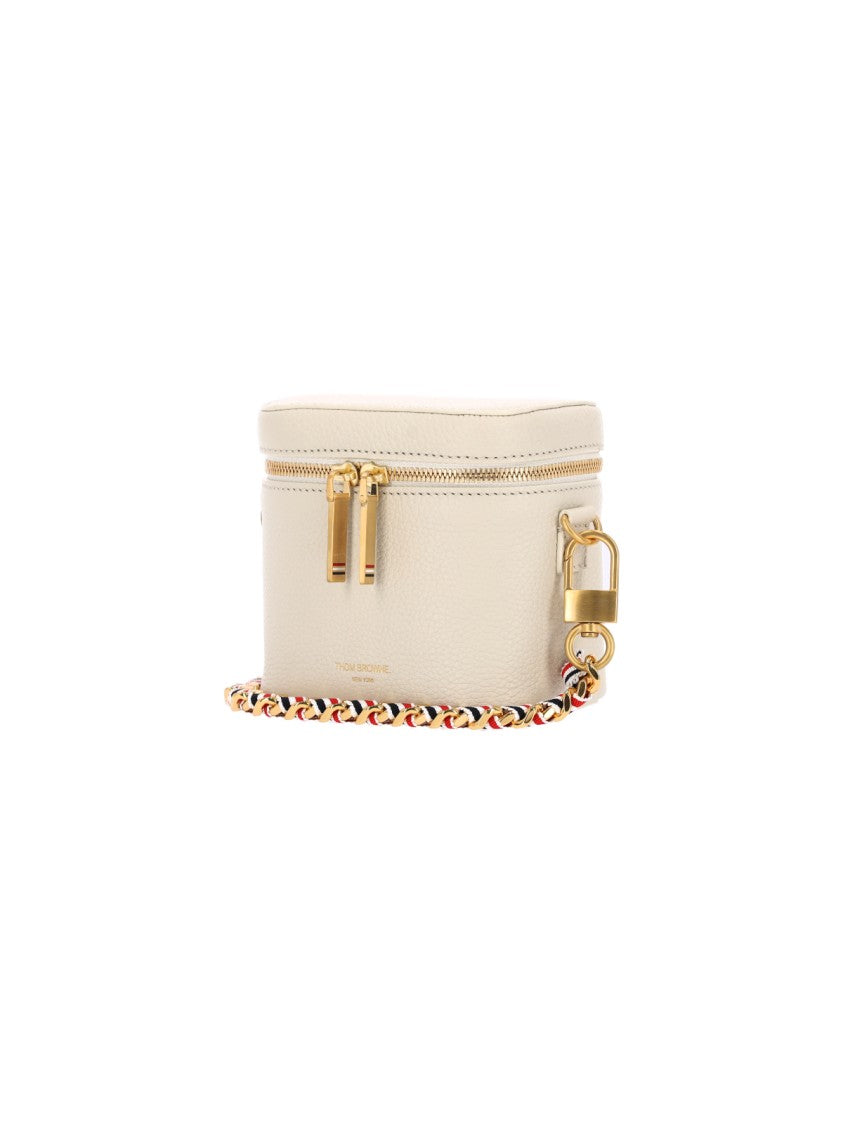 Thom Browne Cream Pebbled Leather Adjustable Strap Pouch