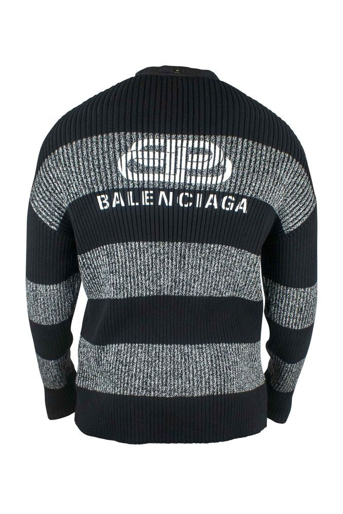 Balenciaga Ribbed Black And Grey Cardigan