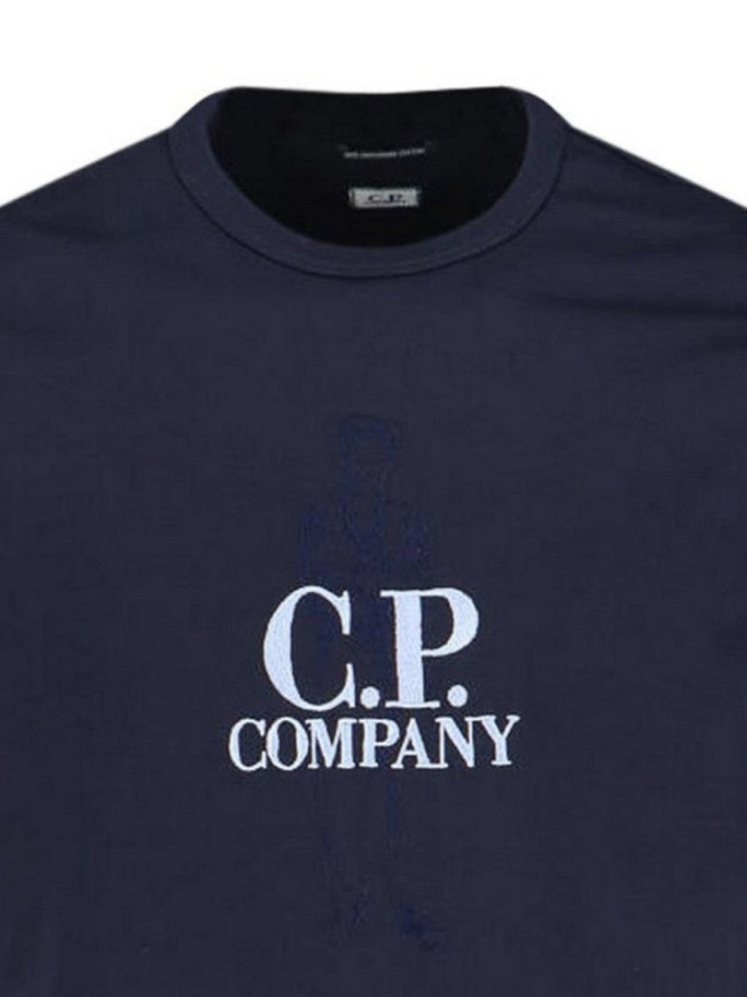 C.P. Company Short-Sleeved Blue T-Shirt With Logo Print