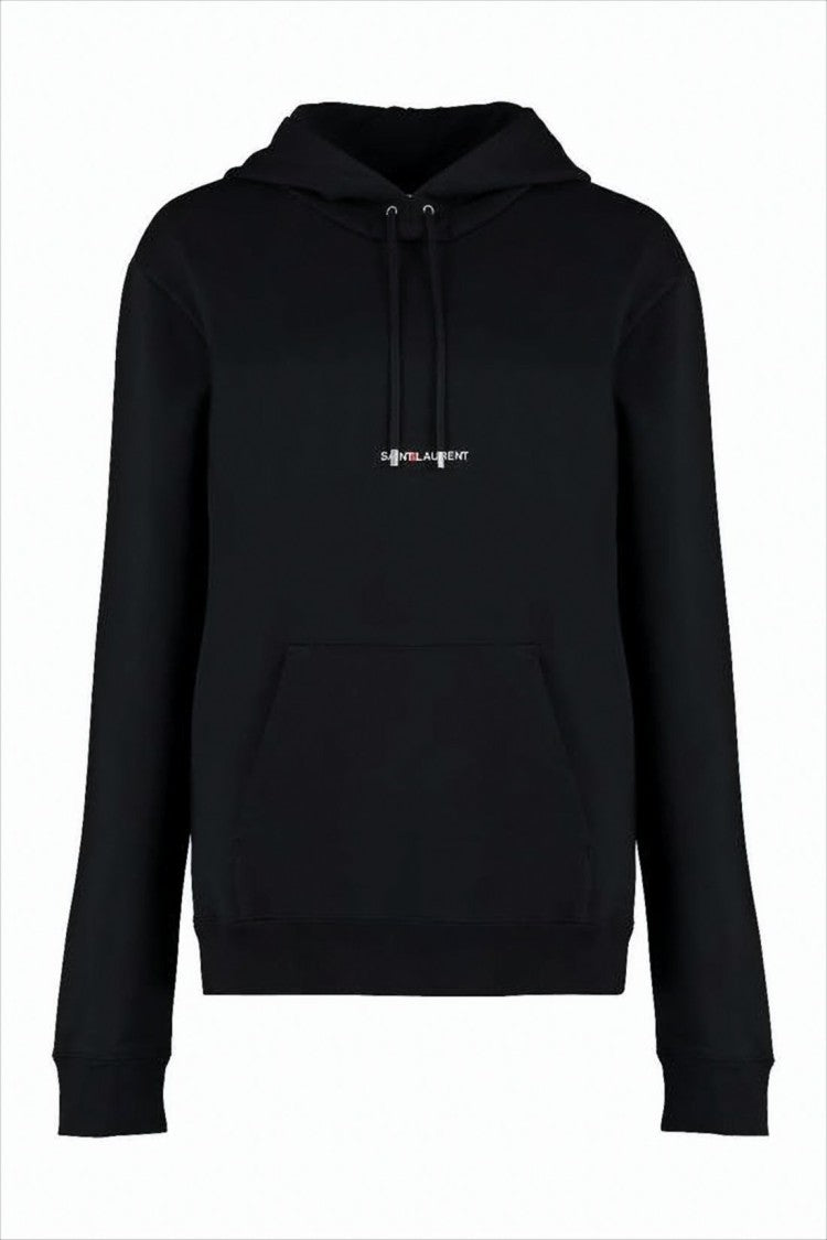 Saint Laurent Classic Black Hoodie With Drawstring And Kangaroo Pocket