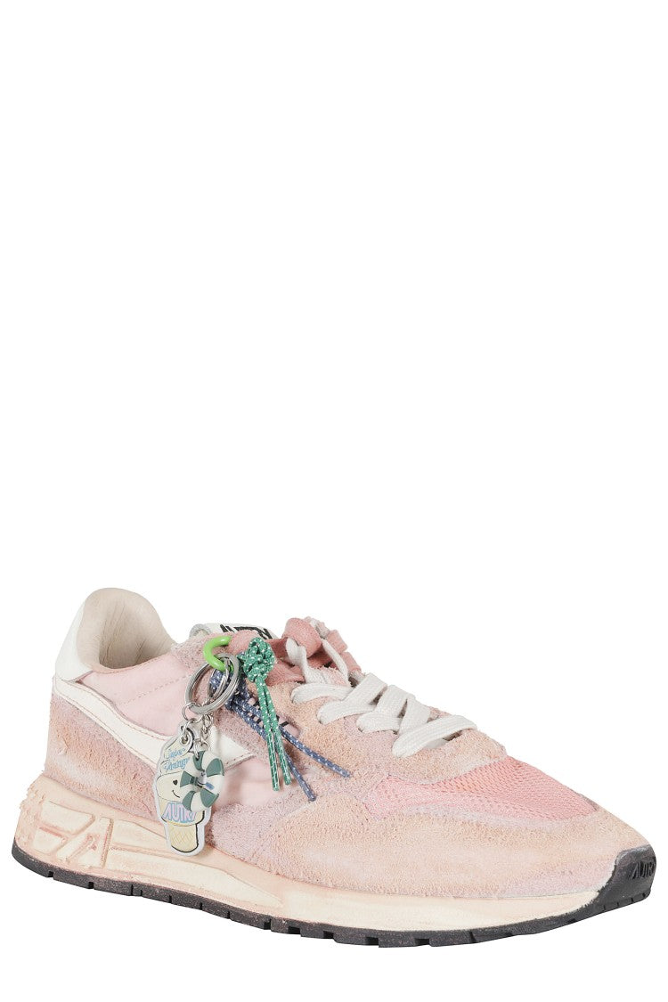 Autry Pink Reelwind Super Vintage Low Worn-Effect Nylon Sneakers