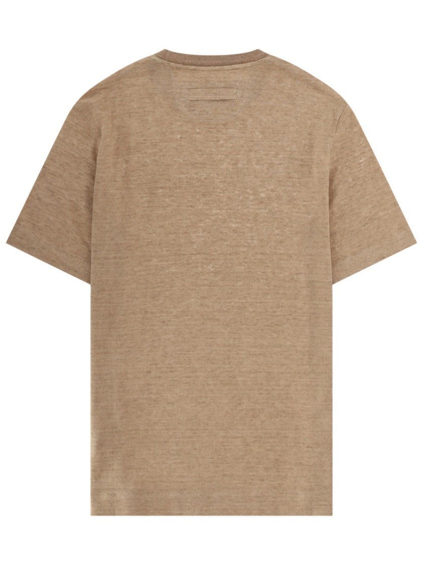Zegna Oasi Earthy Brown Linen T-Shirt