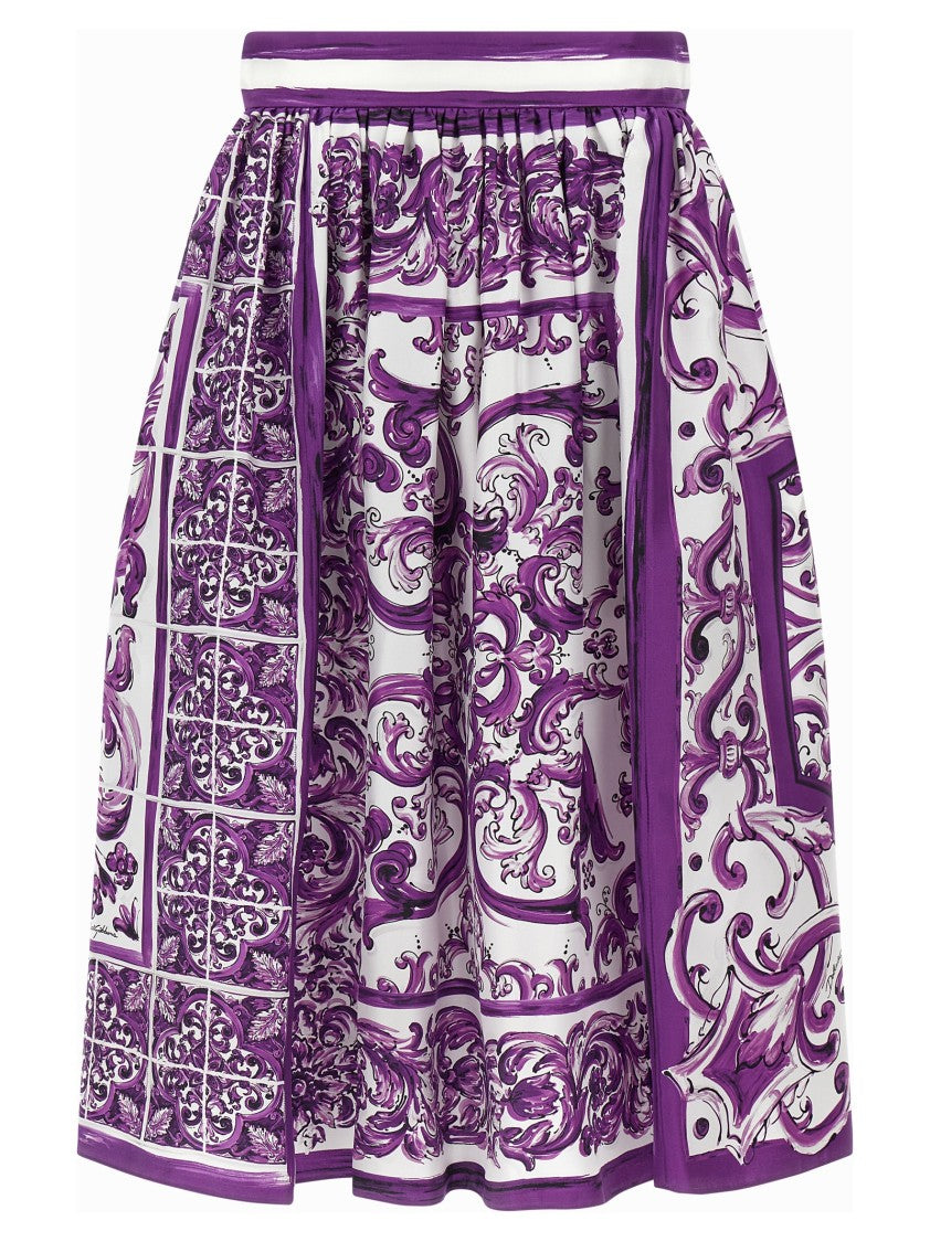 Dolce & Gabbana 'Maiolica' Print Silk Skirt