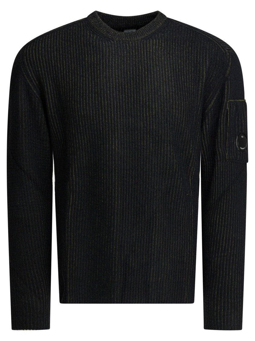 C.P. Company Ribbed Crew Neck Sweater With Distinctive Patch Detail