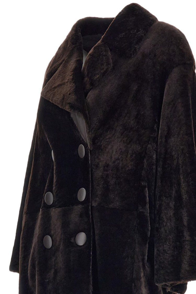 Desa 1972 Brown Shearling Double-Breasted Caban Coat