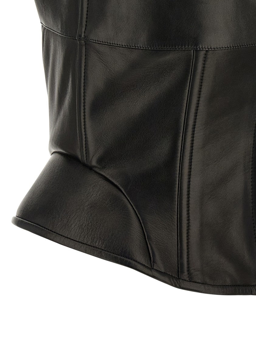 Ermanno Scervino Peplos Leather Top