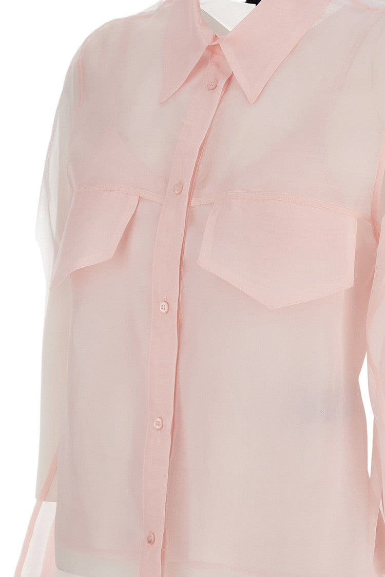 Federica Tosi Sheer Silk Organza Blouse With Pointed Collar