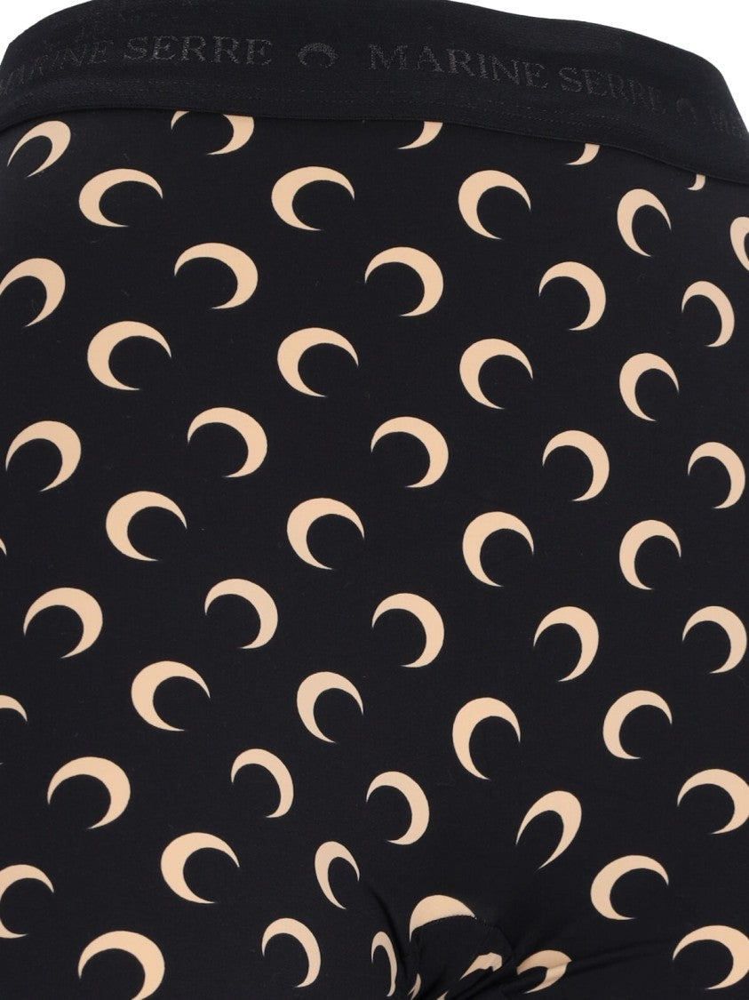 Marine Serre Black Moon Logo Stretch Leggings