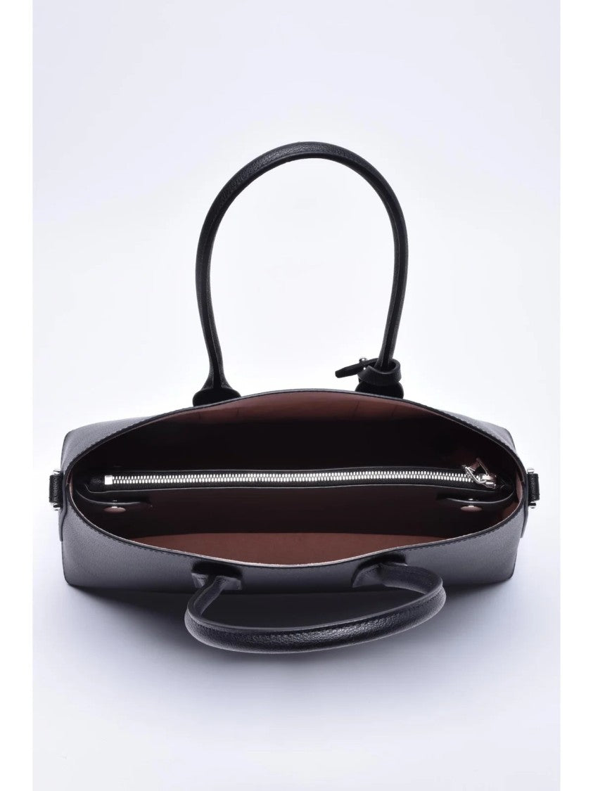 Emporio Armani Structured Black Shoulder Bag With Dual Top Handles And Adjustable Strap
