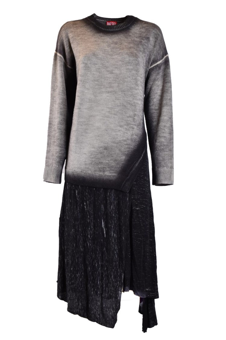 Diesel Dress With Knit Top And Flowing Skirt Detail