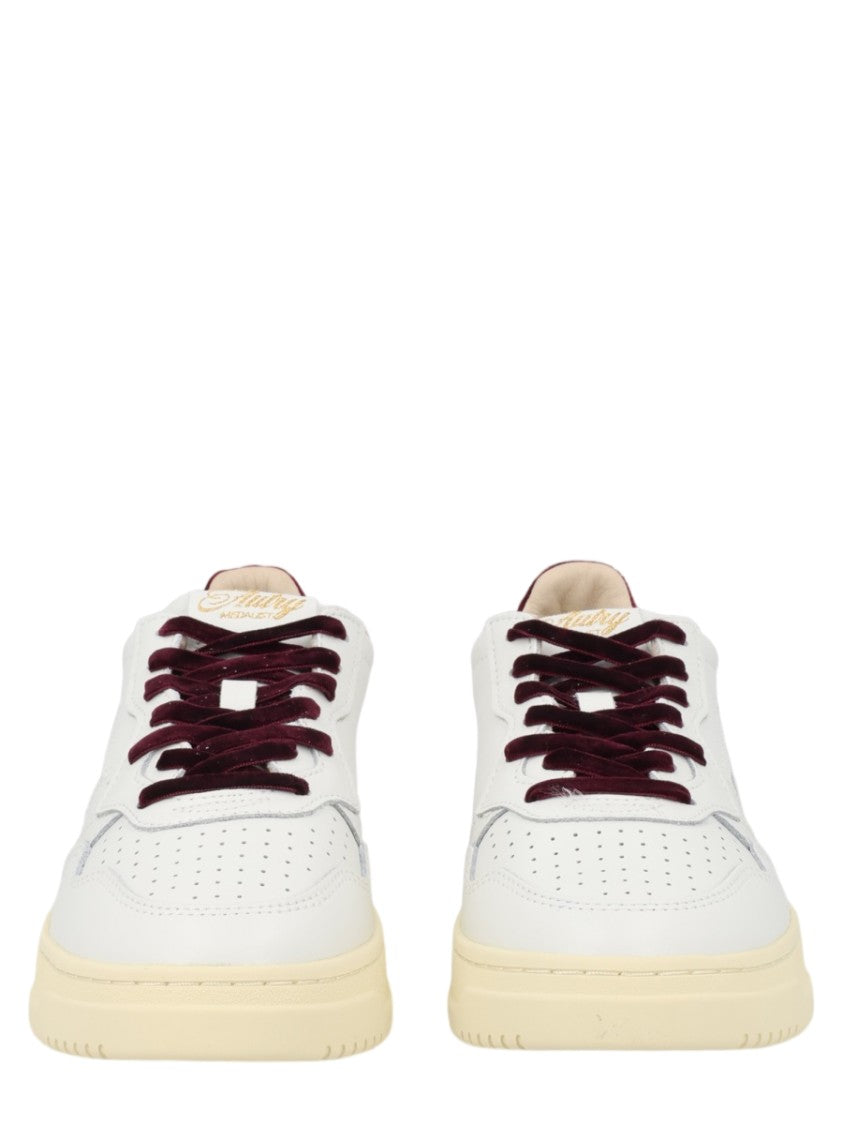 Autry White Leather Burgundy Velvet Lace Sneakers