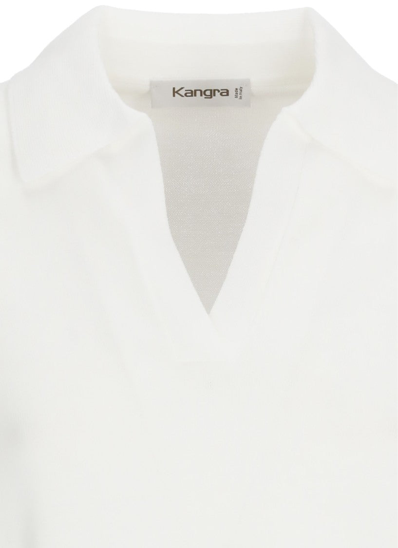 Kangra White Cotton 3/4 Sleeve Polo Shirt