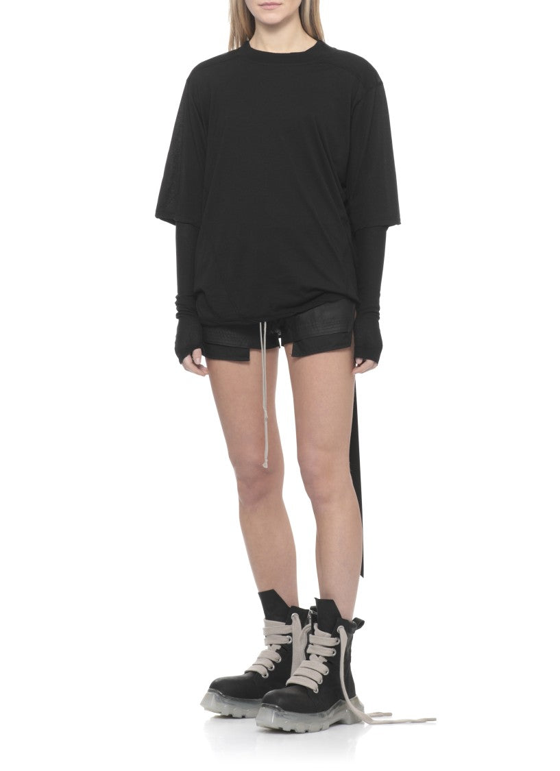 Rick Owens Black Fog Boxers Leather Shorts