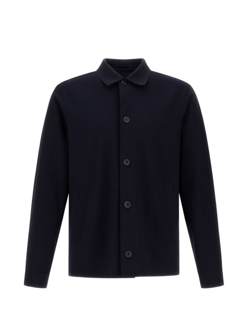 Herno Casual Minimalist Jacket With Classic Collar And Button-Down Front