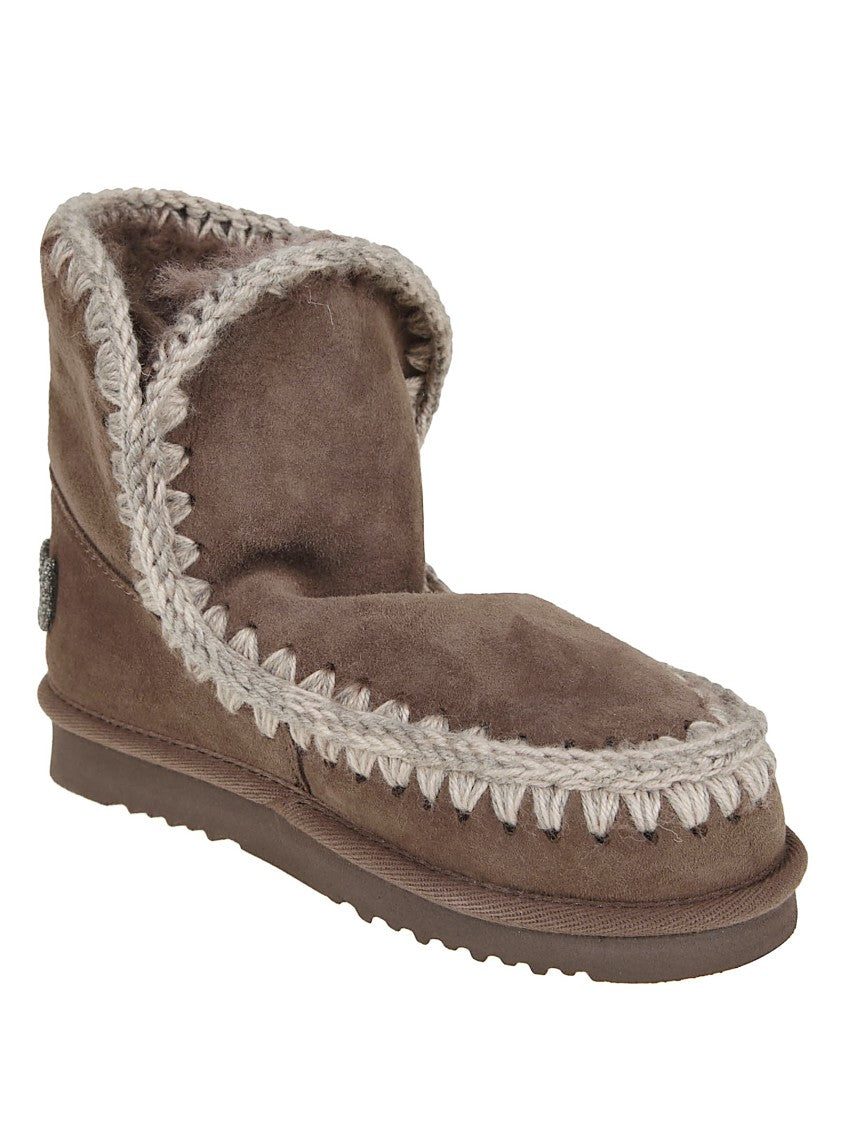 Mou Glitter Logo Eskimo Boots With Sheepskin