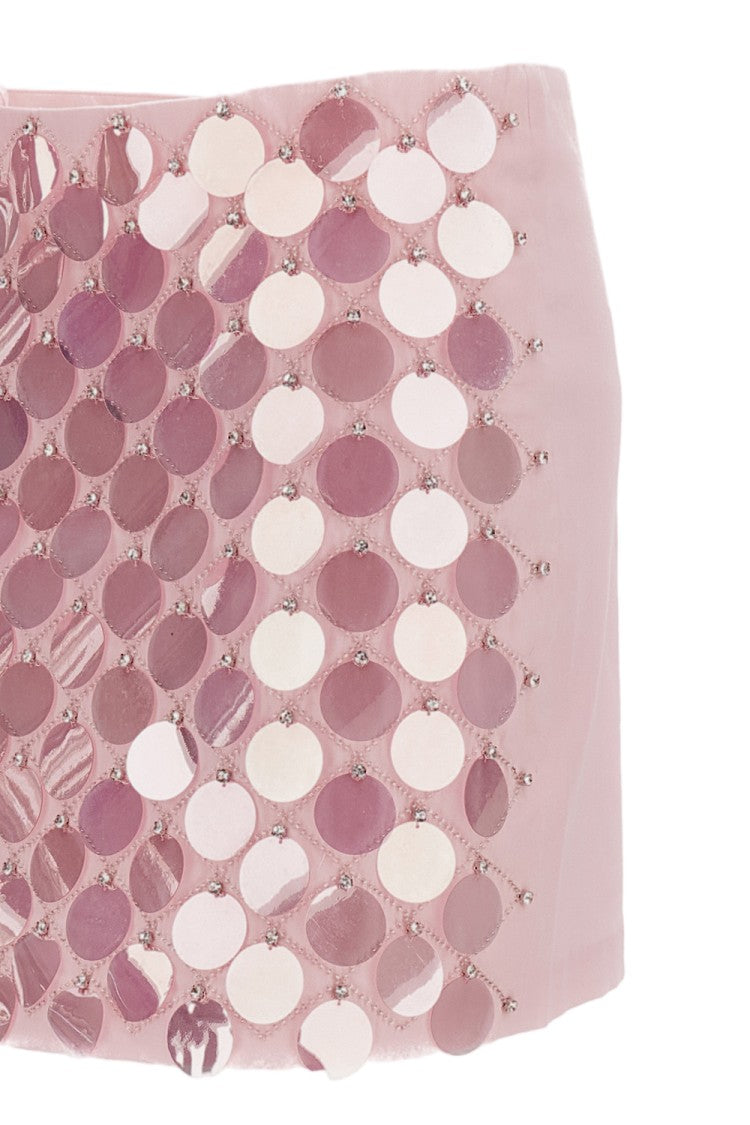 Des Phemmes Rhinestone And Macro Sequin Mini Skirt