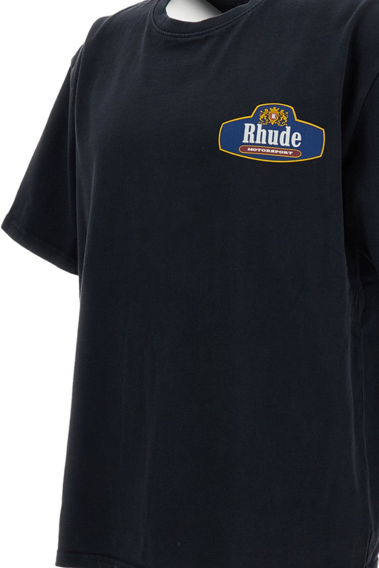 Rhude Black Racing Crest Cotton Printed T-Shirt